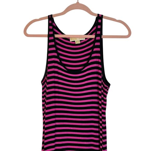 Michael Kors Pink & Black Striped Sleeveless Asymmetrical Hem Tank Dress Size S - Picture 2 of 9